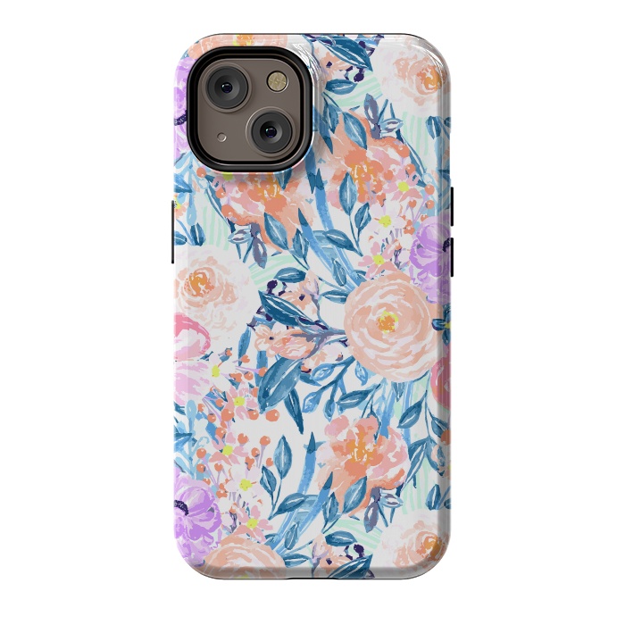 iPhone 14 StrongFit Modern watercolor garden floral paint by InovArts