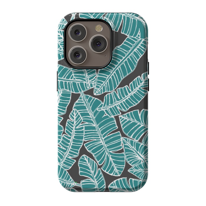 iPhone 14 Pro StrongFit Tropical Fronds by Pom Graphic Design
