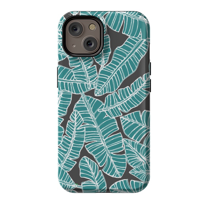 iPhone 14 StrongFit Tropical Fronds by Pom Graphic Design