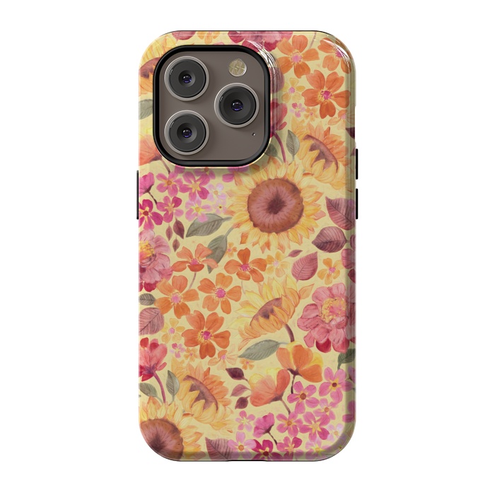 iPhone 14 Pro StrongFit Happy Boho Autumn Floral  by Micklyn Le Feuvre