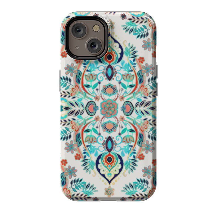 iPhone 14 StrongFit Modern Folk in Jewel Colors by Micklyn Le Feuvre