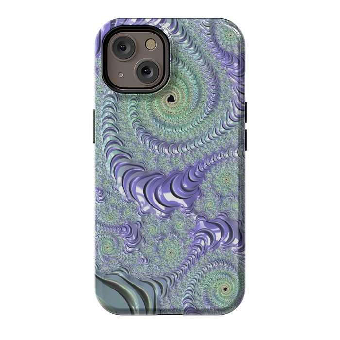 iPhone 14 StrongFit Teal And Purple Fractal Design by Andrea Haase