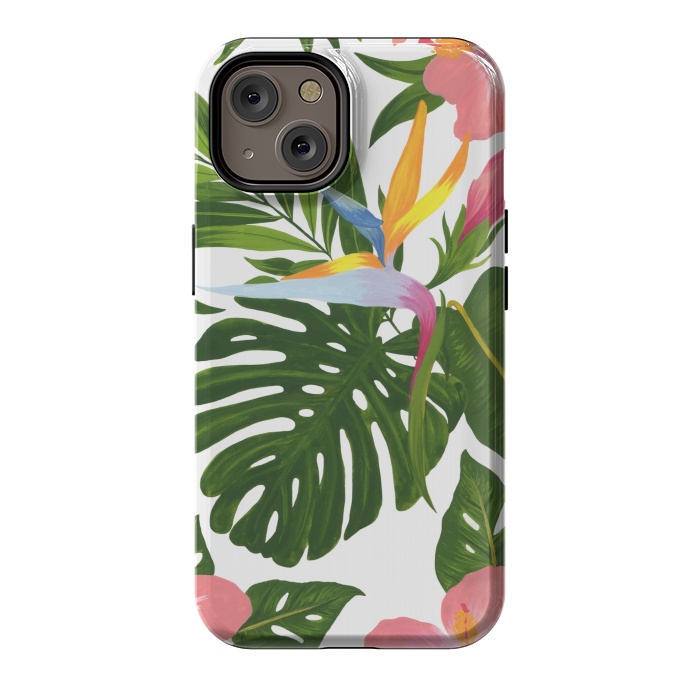 iPhone 14 StrongFit Bird Of Paradise Jungle Floral Print by Becky Starsmore