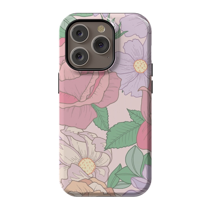 iPhone 14 Pro StrongFit Pink Summer Rose Floral Bouquet by Becky Starsmore