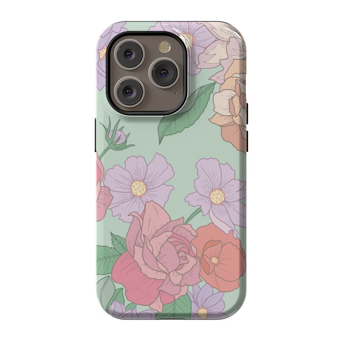 iPhone 14 Pro StrongFit Green Floral Bouquet Print by Becky Starsmore