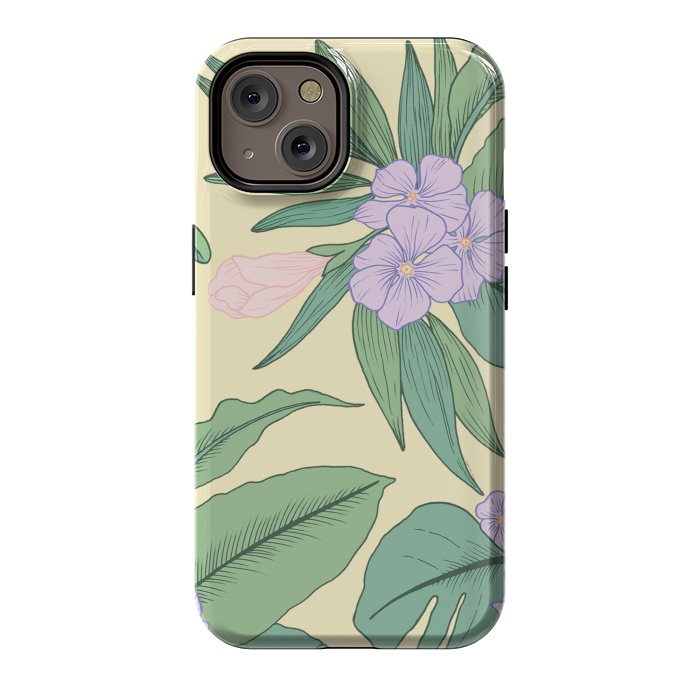 iPhone 14 StrongFit Yellow Tropical Floral Print by Becky Starsmore