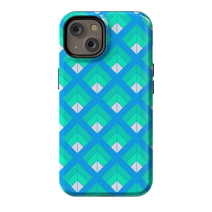 iPhone 14 StrongFit BLUE GREEN DIAMOND PATTERN by MALLIKA