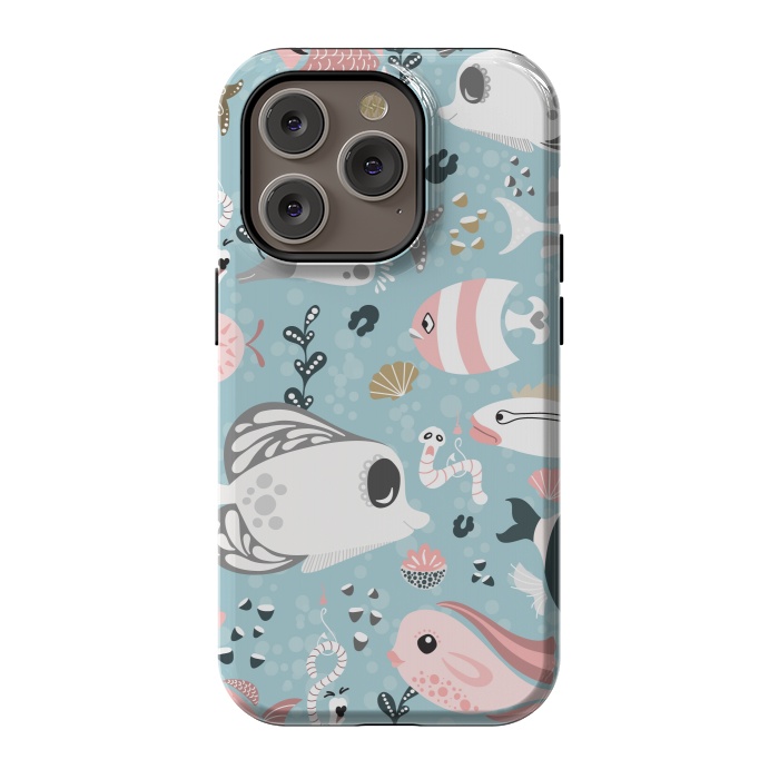 iPhone 14 Pro StrongFit Funny Fish in Pink and Grey by Paula Ohreen