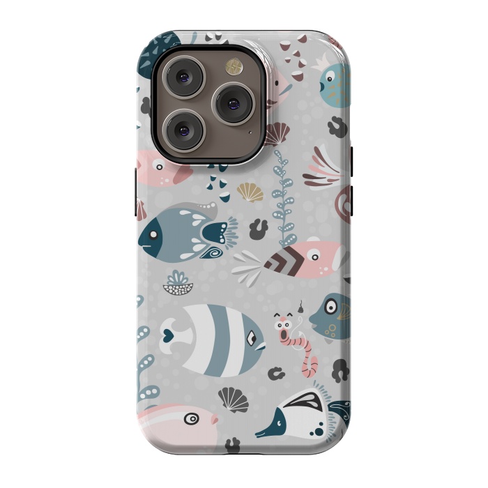 iPhone 14 Pro StrongFit Funny Fish in Pink and Blue by Paula Ohreen