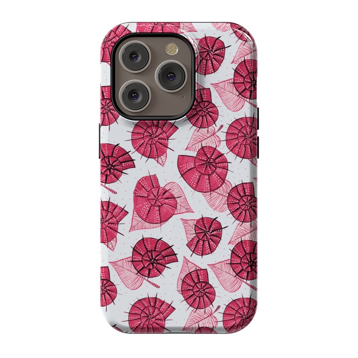 iPhone 14 Pro StrongFit Pink Snails And LeavesPattern by Boriana Giormova
