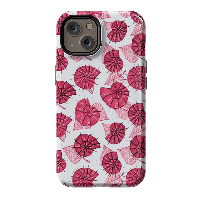 iPhone 14 StrongFit Pink Snails And LeavesPattern by Boriana Giormova