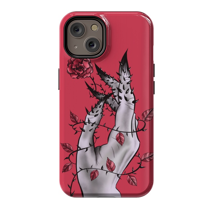 iPhone 14 StrongFit Deformed Hand With Thorns And Rose Horror Art by Boriana Giormova