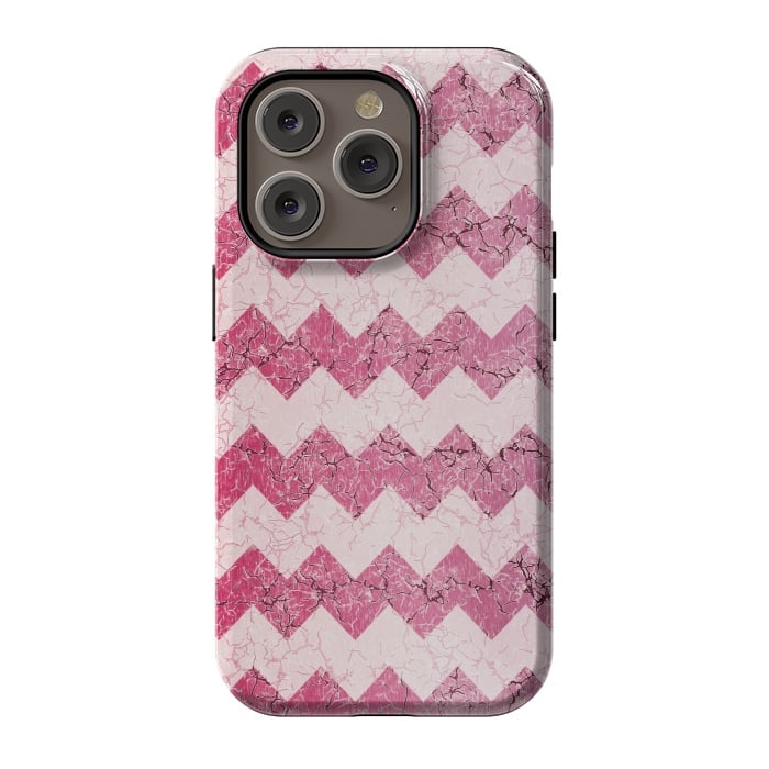 iPhone 14 Pro StrongFit Pink chevron by Jms