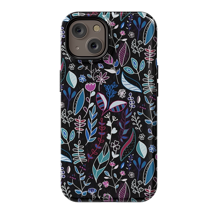 iPhone 14 StrongFit Vibrant Midnight Nature Doodle by Tigatiga