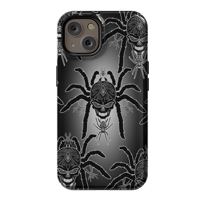 iPhone 14 StrongFit Spider Skull Tattoo Black and Whi by BluedarkArt