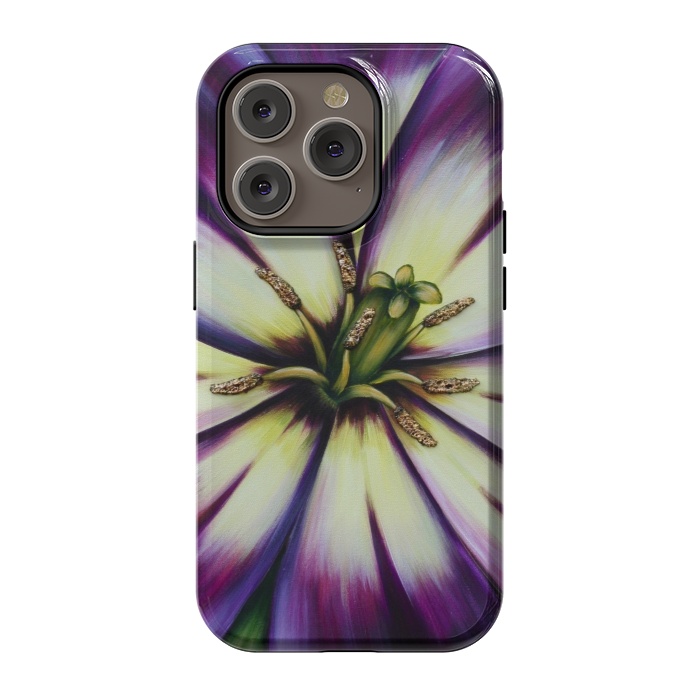 iPhone 14 Pro StrongFit Plum Tulip by Denise Cassidy Wood