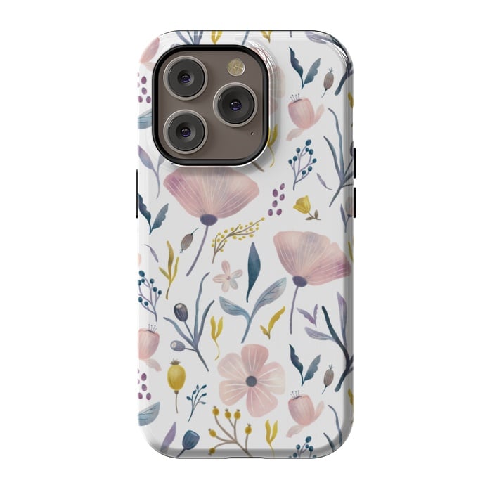 iPhone 14 Pro StrongFit Delicate Pastel Floral by Noonday Design