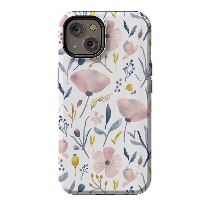 iPhone 14 StrongFit Delicate Pastel Floral by Noonday Design
