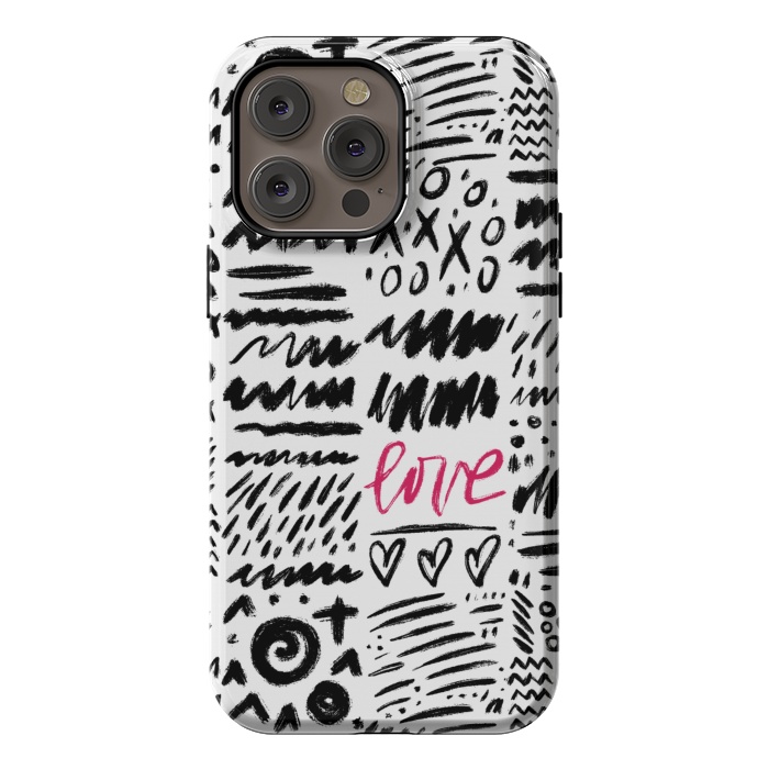 iPhone 14 Pro max StrongFit Love Scribbles by Noonday Design