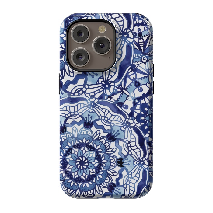 iPhone 14 Pro StrongFit Delft Blue Mandalas by Noonday Design