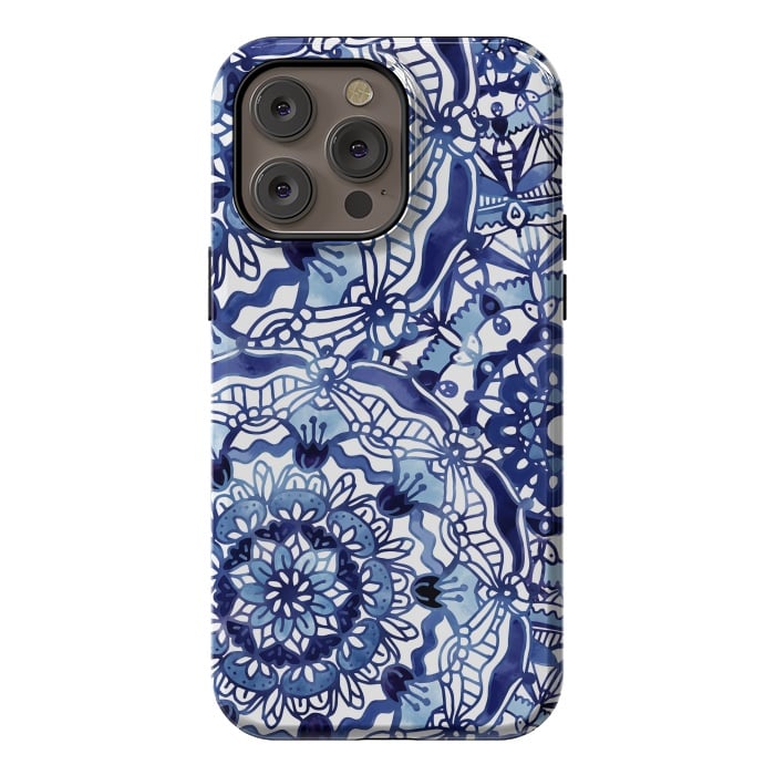 iPhone 14 Pro max StrongFit Delft Blue Mandalas by Noonday Design