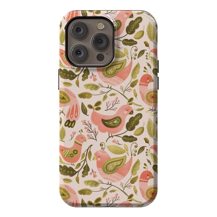 iPhone 14 Pro max StrongFit Peachy Keen Birds by Noonday Design