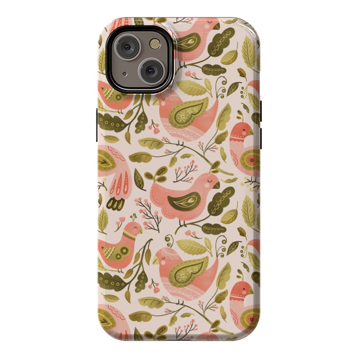 iPhone 14 Plus StrongFit Peachy Keen Birds by Noonday Design