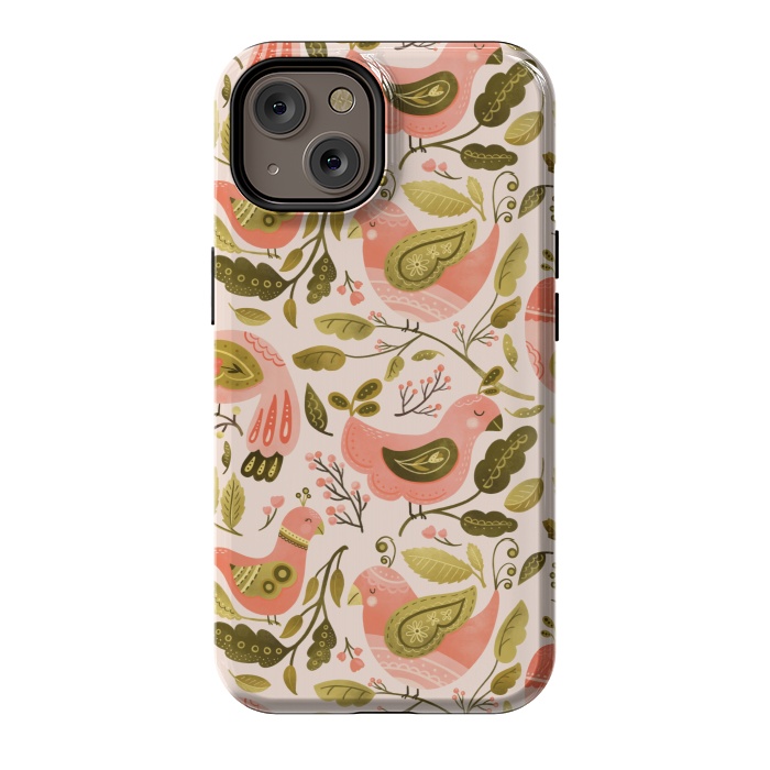 iPhone 14 StrongFit Peachy Keen Birds by Noonday Design