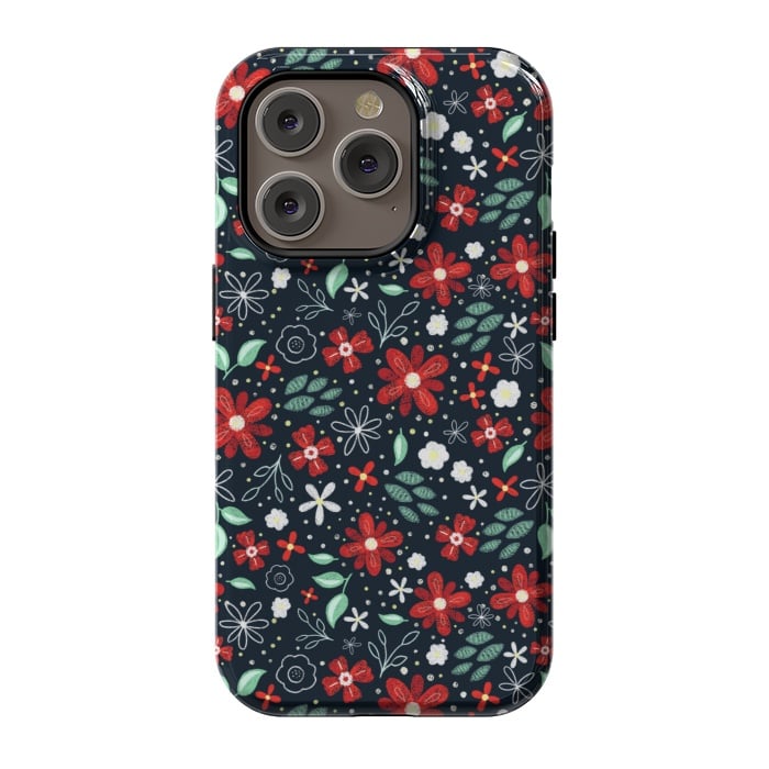 iPhone 14 Pro StrongFit Little Christmas Flowers by Noonday Design