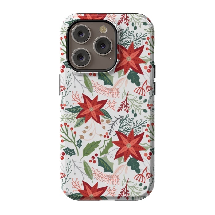 iPhone 14 Pro StrongFit Festive Poinsettias by Noonday Design