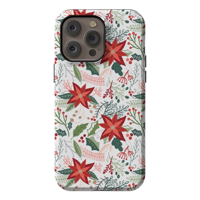 iPhone 14 Pro max StrongFit Festive Poinsettias by Noonday Design