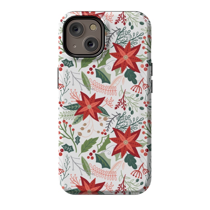 iPhone 14 StrongFit Festive Poinsettias by Noonday Design