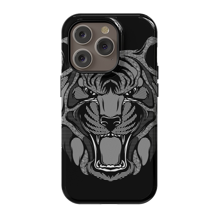 iPhone 14 Pro StrongFit Tiger Zentangle by Afif Quilimo