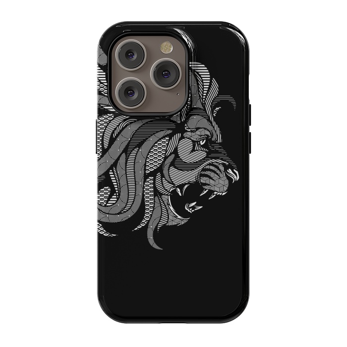 iPhone 14 Pro StrongFit Lion Zentangle by Afif Quilimo