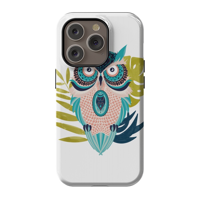 iPhone 14 Pro StrongFit Moon Eyed Owl by Uma Prabhakar Gokhale