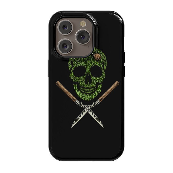 iPhone 14 Pro StrongFit Skull Grass by Afif Quilimo
