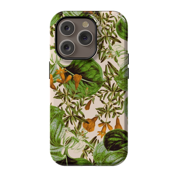 iPhone 14 Pro StrongFit Orange Floral Botanic by Zala Farah