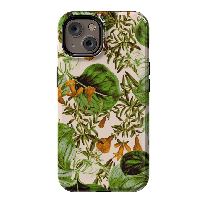 iPhone 14 StrongFit Orange Floral Botanic by Zala Farah