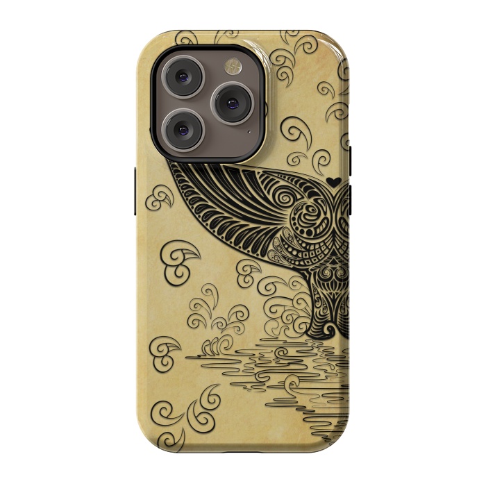 iPhone 14 Pro StrongFit Whale Tail Boho Vintage Tattoo Style by BluedarkArt