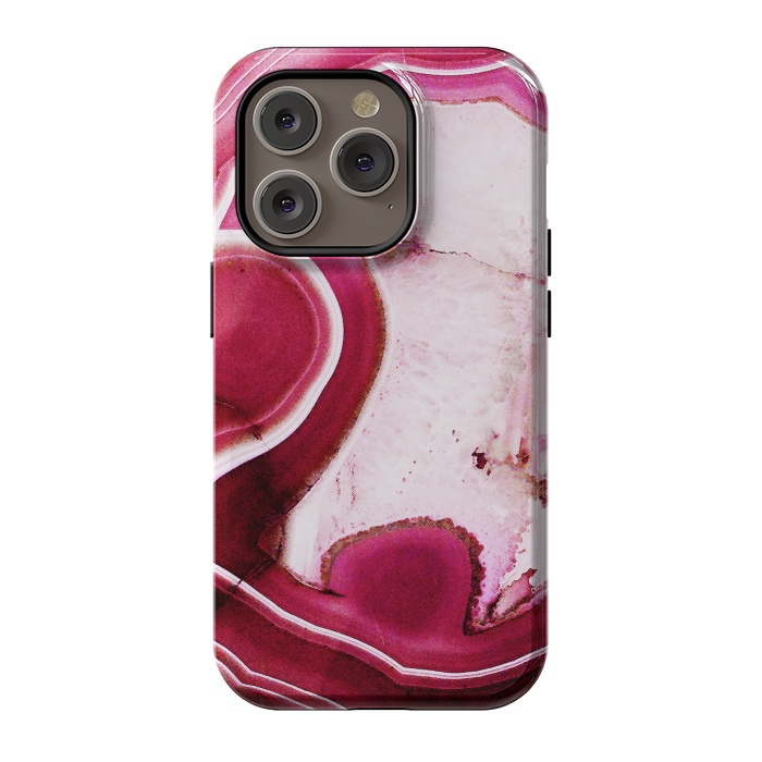 iPhone 14 Pro StrongFit Vibrant pink agate marble by Oana 