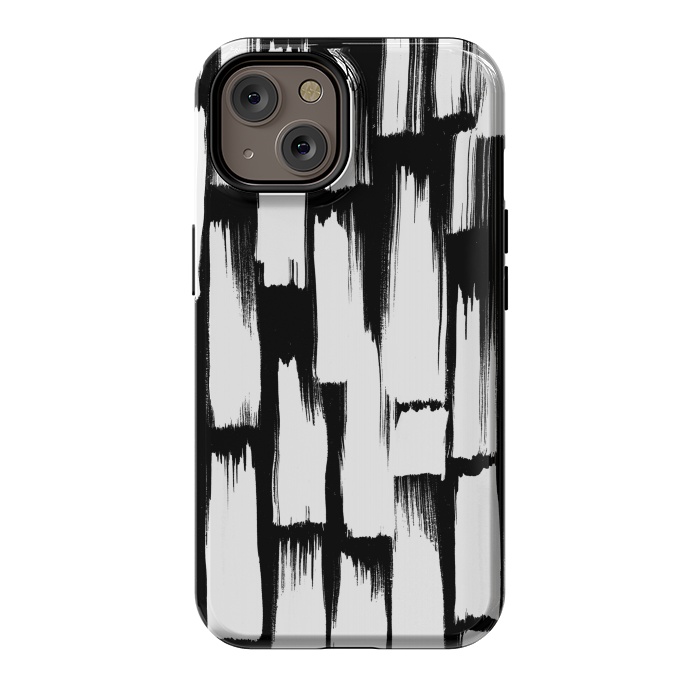 iPhone 14 StrongFit Tribal white brushstrokes on black background by Oana 