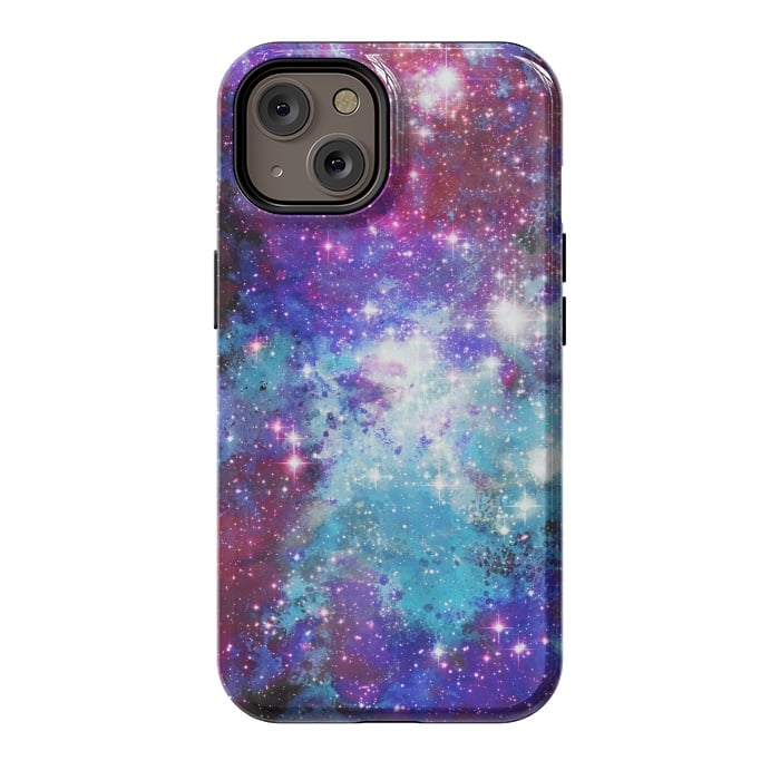iPhone 14 StrongFit Blue purple galaxy space night stars by Oana 
