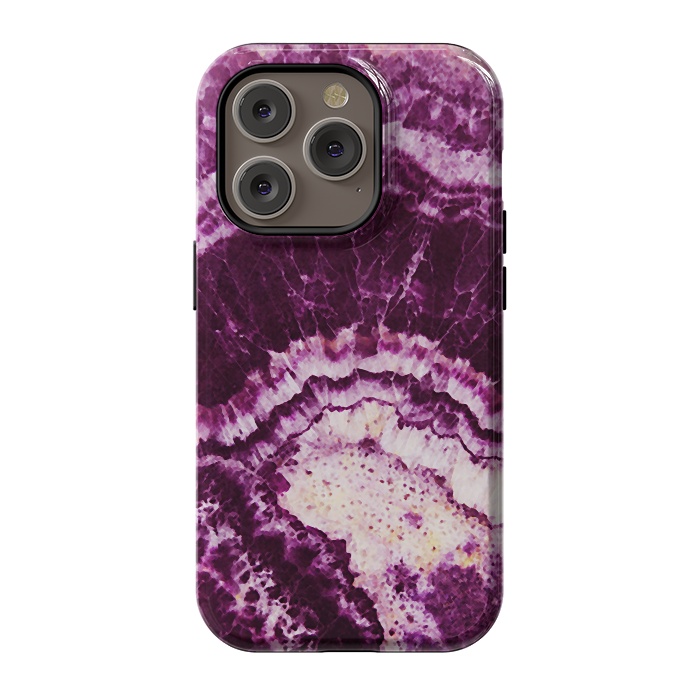 iPhone 14 Pro StrongFit Dark magenta pink precious marble stripes by Oana 