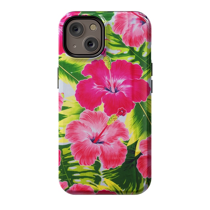 iPhone 14 StrongFit Hibiscus Exotic Floral Pattern by BluedarkArt