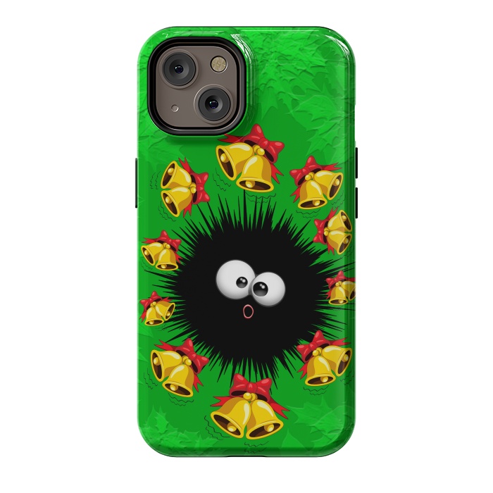 iPhone 14 StrongFit Fuzzy Funny Christmas Sea Urchin Character by BluedarkArt