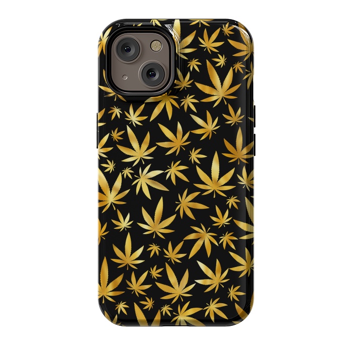iPhone 14 StrongFit Weed Pattern - Black and Yellow by Art Design Works
