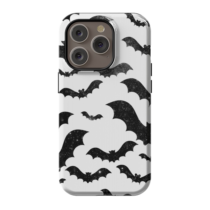 iPhone 14 Pro StrongFit Black starry night sky bats - Halloween by Oana 