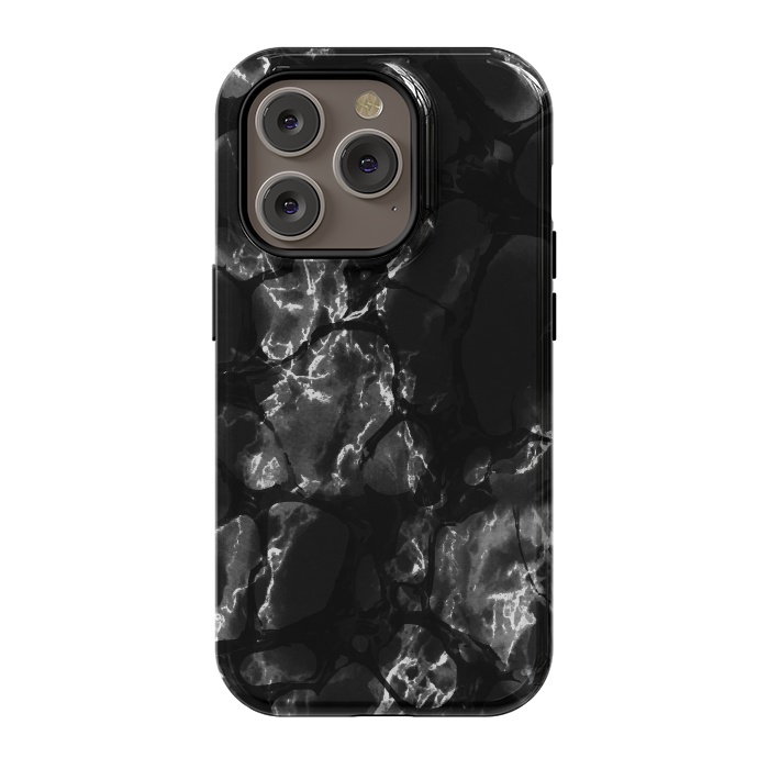 iPhone 14 Pro StrongFit Black marble surface by Oana 