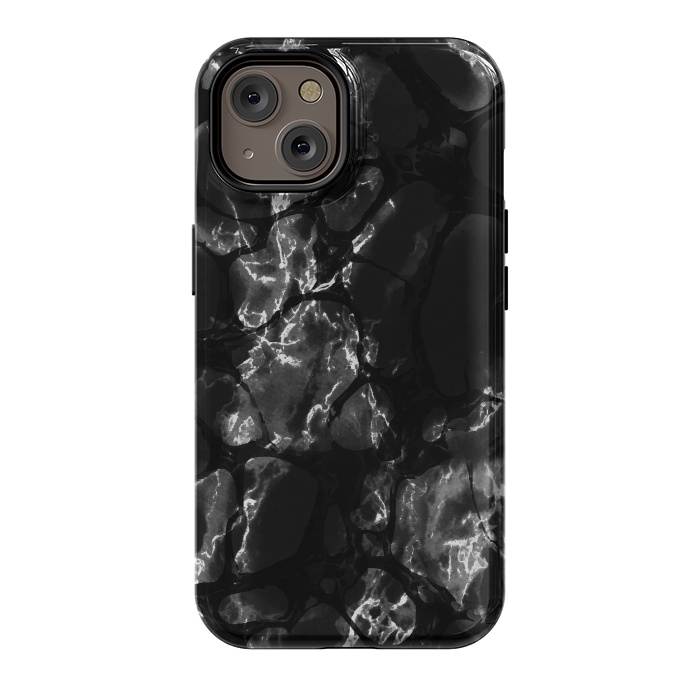 iPhone 14 StrongFit Black marble surface by Oana 