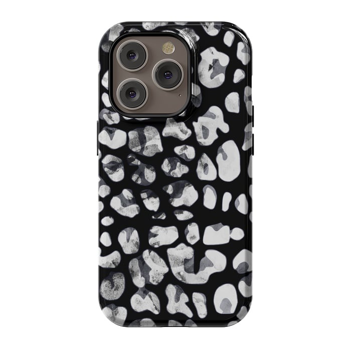 iPhone 14 Pro StrongFit Black and white animal print leopard spots by Oana 